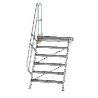 Treppe mit Plattform 60°, Handlauf, 1000mm Stufenbreite, 6 Stufen-Beschreibung lesen