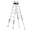 Aluminium Stehleiter, treppengängig, mit 4 Holmverlängerungen 2x6 Sprossen