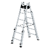 Aluminium Stehleiter, treppengängig, mit 4 Holmverlängerungen 2x6 Sprossen