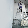 Aluminium Stehleiter, treppengängig, mit 4 Holmverlängerungen 2x6 Sprossen