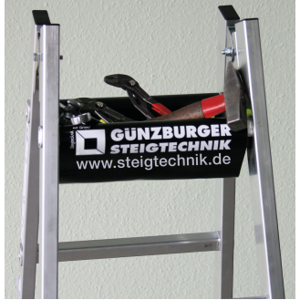 Aluminium Stehleiter, treppengängig, mit 4 Holmverlängerungen 2x6 Sprossen-Beschreibung lesen