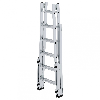 Aluminium Stehleiter, treppengängig, mit 4 Holmverlängerungen 2x6 Sprossen