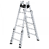 Aluminium Stehleiter, treppengängig, mit 4 Holmverlängerungen 2x6 Sprossen
