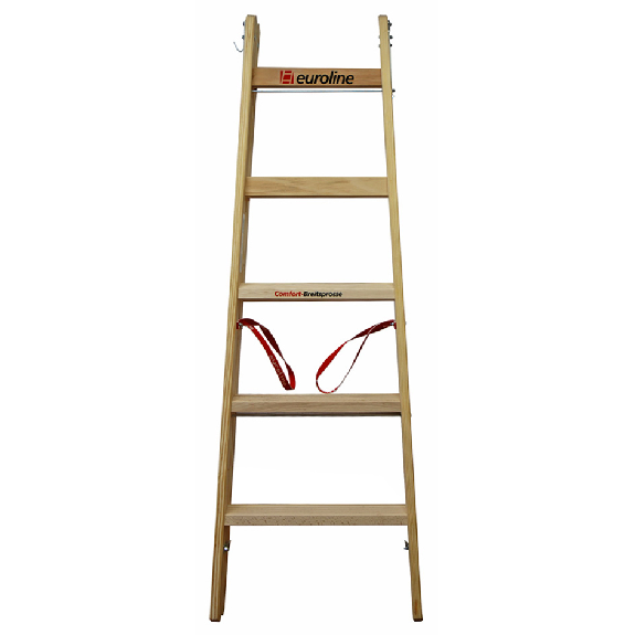 Euroline Holz Sprossenstehleiter mit Comfort-Breitsprossen, Eimerhaken und Werkzeugablagetasche 2x3 Sprossen Euroline Holz Sprossenstehleiter mit Comfort-Breitsprossen, Eimerhaken und Werkzeugablagetasche 2x3 Sprossen-Beschreibung lesen