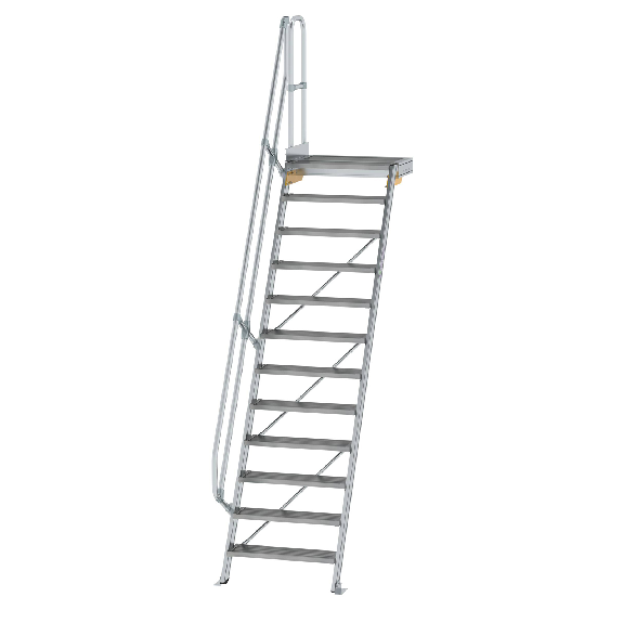 Treppe mit Plattform 60°, Handlauf, 800mm Stufenbreite, 12 Stufen Treppe mit Plattform 60°, Handlauf, 800mm Stufenbreite, 12 Stufen-Beschreibung lesen