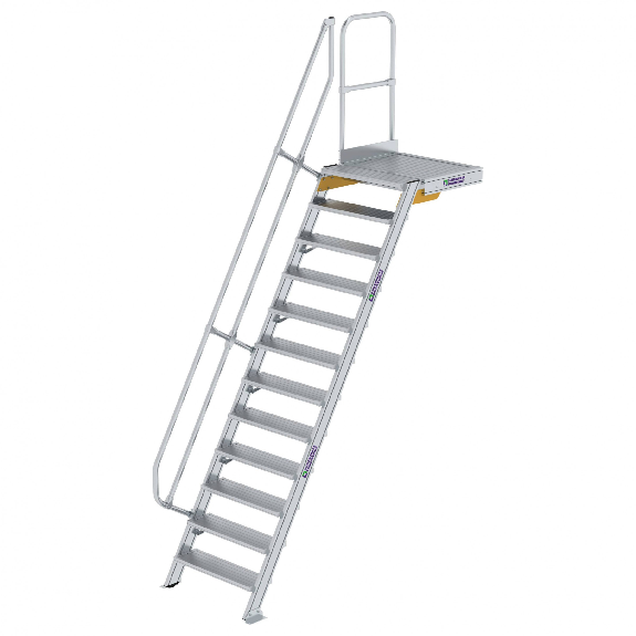 Treppe mit Plattform 60°, Handlauf, 800mm Stufenbreite, 12 Stufen Treppe mit Plattform 60°, Handlauf, 800mm Stufenbreite, 12 Stufen-Beschreibung lesen