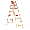 Euroline Holz Sprossenstehleiter mit Comfort-Breitsprossen, Eimerhaken und Werkzeugablagetasche 2x8 Sprossen Euroline Holz Sprossenstehleiter mit Comfort-Breitsprossen, Eimerhaken und Werkzeugablagetasche 2x8 Sprossen