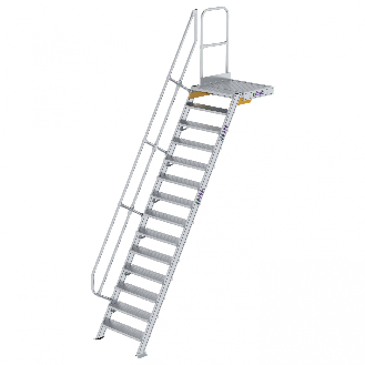 Treppe mit Plattform 60°, Handlauf, 800mm Stufenbreite, 14 Stufen-Beschreibung lesen
