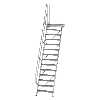 Treppe mit Plattform 60°, Handlauf, 800mm Stufenbreite, 14 Stufen