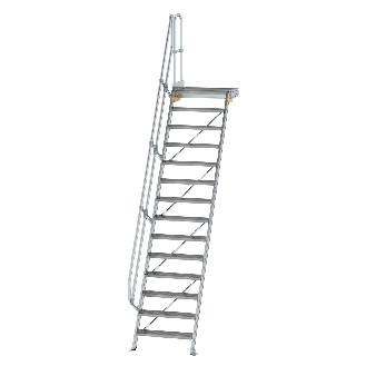 Treppe mit Plattform 60°, Handlauf, 800mm Stufenbreite, 14 Stufen-Beschreibung lesen