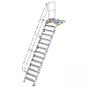 Treppe mit Plattform 60°, Handlauf, 800mm Stufenbreite, 14 Stufen