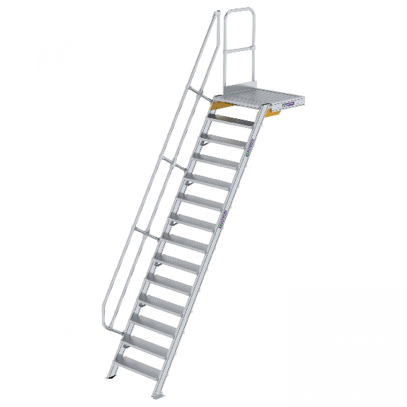 Treppe mit Plattform 60°, Handlauf, 800mm Stufenbreite, 14 Stufen-Beschreibung lesen