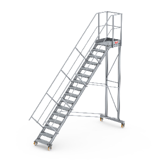 Podesttreppe fahrbar 45° 16 Stufen-Beschreibung lesen