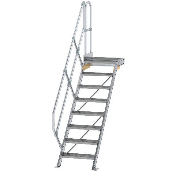 Treppe mit Plattform 45°, Handlauf, 600mm Stufenbreite, 8 Stufen Treppe mit Plattform 45°, Handlauf, 600mm Stufenbreite, 8 Stufen-Beschreibung lesen