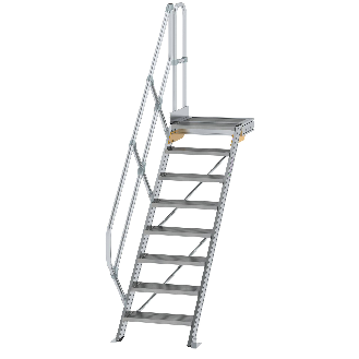Treppe mit Plattform 45°, Handlauf, 600mm Stufenbreite, 8 Stufen-Beschreibung lesen