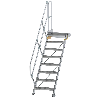 Treppe mit Plattform 45°, Handlauf, 600mm Stufenbreite, 8 Stufen Treppe mit Plattform 45°, Handlauf, 600mm Stufenbreite, 8 Stufen