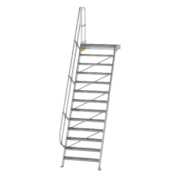 Treppe mit Plattform 60°, Handlauf, 1000mm Stufenbreite, 13 Stufen Treppe mit Plattform 60°, Handlauf, 1000mm Stufenbreite, 13 Stufen-Beschreibung lesen