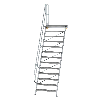 Treppe mit Plattform 60°, Handlauf, 1000mm Stufenbreite, 13 Stufen Treppe mit Plattform 60°, Handlauf, 1000mm Stufenbreite, 13 Stufen