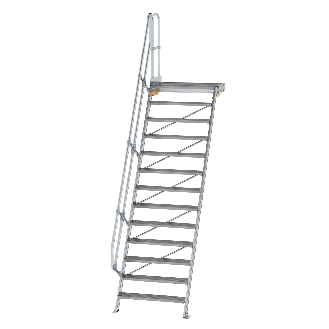 Treppe mit Plattform 60°, Handlauf, 1000mm Stufenbreite, 13 Stufen-Beschreibung lesen