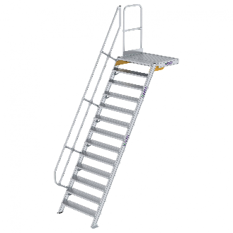 Treppe mit Plattform 60°, Handlauf, 1000mm Stufenbreite, 13 Stufen-Beschreibung lesen