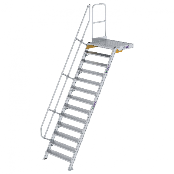 Treppe mit Plattform 60°, Handlauf, 1000mm Stufenbreite, 13 Stufen-Beschreibung lesen