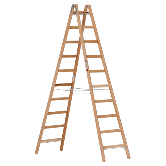 Euroline Holz Sprossenstehleiter 2x10 Sprossen-Beschreibung lesen