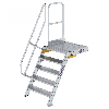 Treppe mit Plattform 60°, Handlauf, 800mm Stufenbreite, 5 Stufen