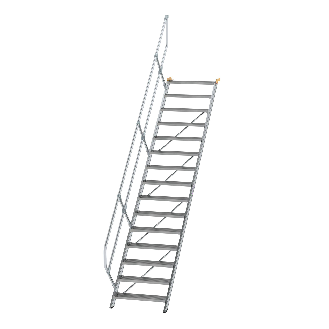 Ortsfeste Aluminiumtreppe 45° mit Handlauf-Beschreibung lesen