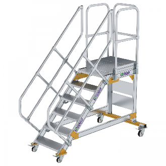 Plattformtreppe fahrbar 45° Stufenbreite 600mm 6 Stufen-Beschreibung lesen