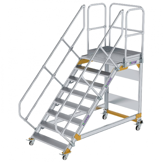 Plattformtreppe fahrbar 45° Stufenbreite 1000mm 8 Stufen Plattformtreppe fahrbar 45° Stufenbreite 1000mm 8 Stufen-Beschreibung lesen