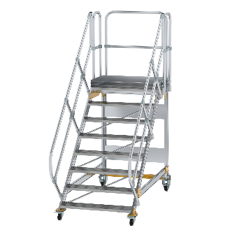 Plattformtreppe fahrbar 45° Stufenbreite 1000mm 8 Stufen-Beschreibung lesen