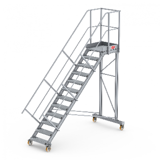 Podesttreppe fahrbar 45° 12 Stufen-Beschreibung lesen