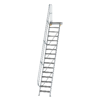 Treppe mit Plattform 60°, Handlauf, 600mm Stufenbreite, 16 Stufen-Beschreibung lesen