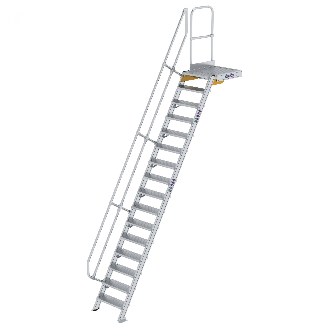 Treppe mit Plattform 60°, Handlauf, 600mm Stufenbreite, 16 Stufen-Beschreibung lesen