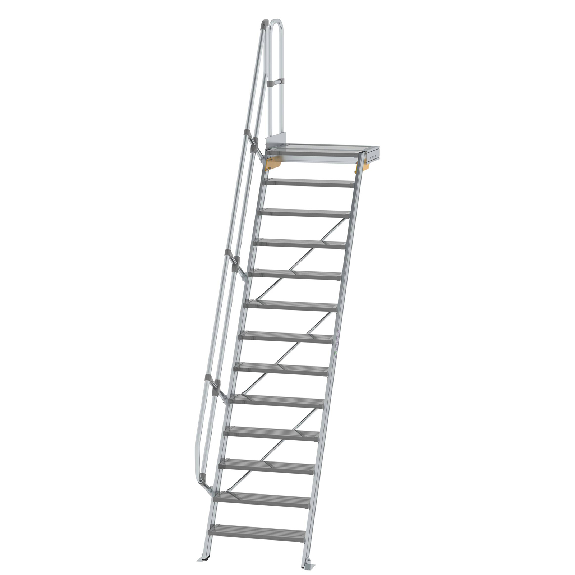 Treppe mit Plattform 60°, Handlauf, 800mm Stufenbreite, 13 Stufen-Beschreibung lesen