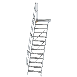 Treppe mit Plattform 60°, Handlauf, 800mm Stufenbreite, 13 Stufen-Beschreibung lesen
