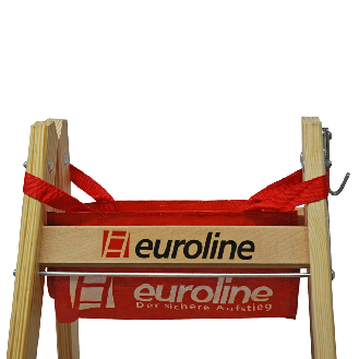 Euroline Holz Sprossenstehleiter mit Comfort-Breitsprossen, Eimerhaken und Werkzeugablagetasche 2x5 Sprossen-Beschreibung lesen