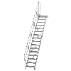 Treppe mit Plattform 45°, Handlauf, 600mm Stufenbreite, 16 Stufen Treppe mit Plattform 45°, Handlauf, 600mm Stufenbreite, 16 Stufen