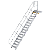 Treppe mit Plattform 45°, Handlauf, 600mm Stufenbreite, 16 Stufen