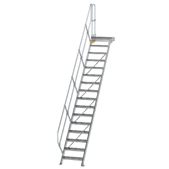 Treppe mit Plattform 45°, Handlauf, 600mm Stufenbreite, 16 Stufen Treppe mit Plattform 45°, Handlauf, 600mm Stufenbreite, 16 Stufen-Beschreibung lesen