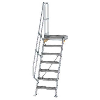 Treppe mit Plattform 60°, Handlauf, 600mm Stufenbreite, 7 Stufen-Beschreibung lesen