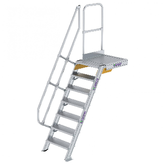Treppe mit Plattform 60°, Handlauf, 600mm Stufenbreite, 7 Stufen-Beschreibung lesen