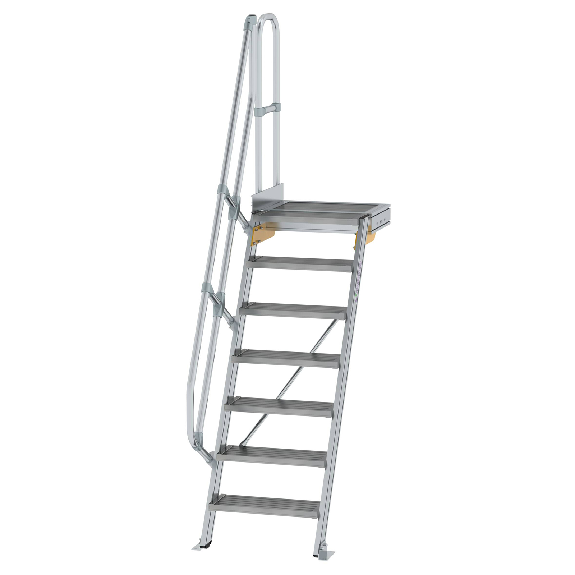 Treppe mit Plattform 60°, Handlauf, 600mm Stufenbreite, 7 Stufen-Beschreibung lesen