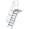 Treppe mit Plattform 60°, Handlauf, 600mm Stufenbreite, 7 Stufen