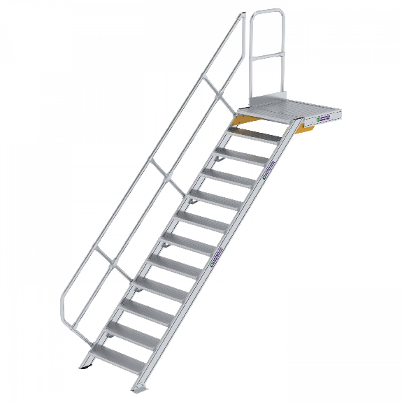 Treppe mit Plattform 45°, Handlauf, 800mm Stufenbreite, 12 Stufen Treppe mit Plattform 45°, Handlauf, 800mm Stufenbreite, 12 Stufen-Beschreibung lesen