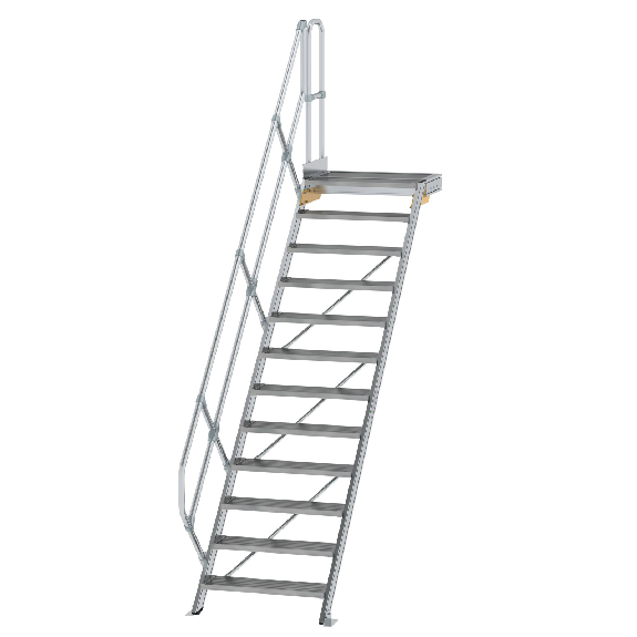 Escaleras con plataforma 45°, pasamanos, ancho de peldaño 800 mm, 12 escalones-Leer más