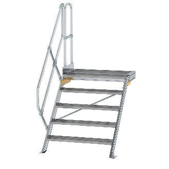 Treppe mit Plattform 45°, Handlauf, 800mm Stufenbreite, 5 Stufen-Beschreibung lesen
