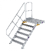 Treppe mit Plattform 45°, Handlauf, 1000mm Stufenbreite, 6 Stufen