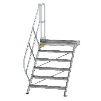 Treppe mit Plattform 45°, Handlauf, 1000mm Stufenbreite, 6 Stufen-Beschreibung lesen