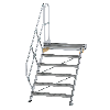 Treppe mit Plattform 45°, Handlauf, 1000mm Stufenbreite, 6 Stufen Treppe mit Plattform 45°, Handlauf, 1000mm Stufenbreite, 6 Stufen